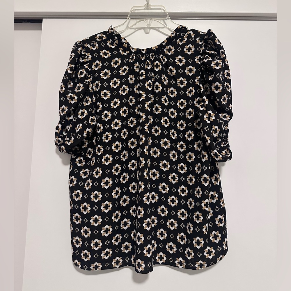 NWOT LOFT Black and Cream Floral Blouse